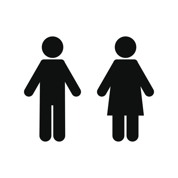 男性，女性图标孤立在白色背景。图片下载