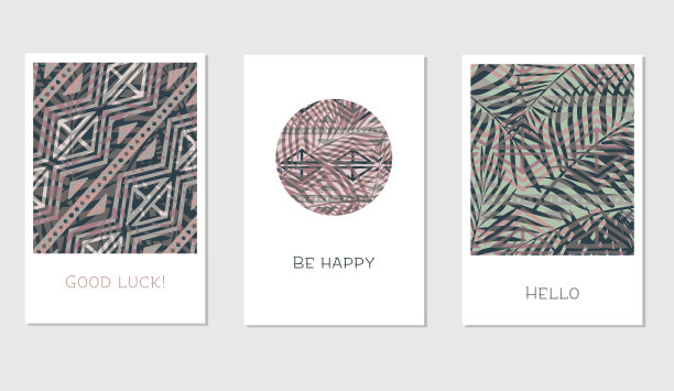 一套创造性的普遍花卉卡在热带风格素材图片