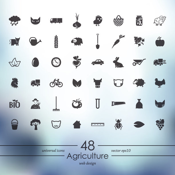 白色背景上的农业图标插图图片下载