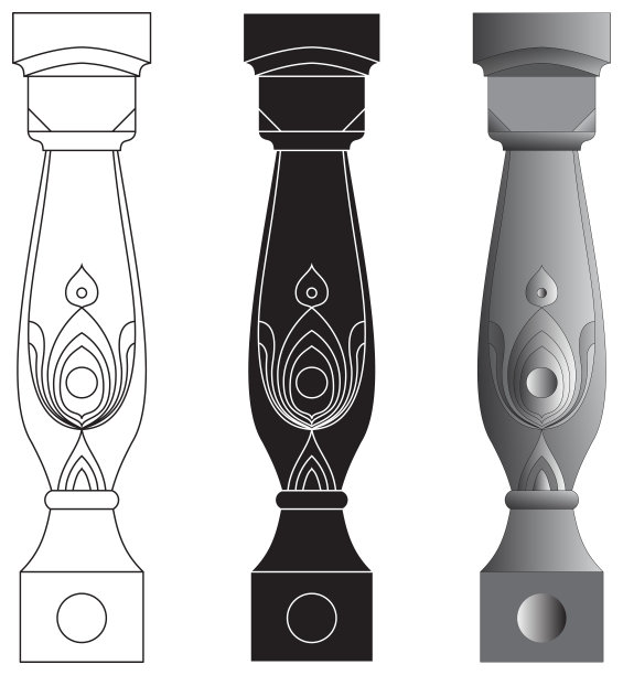 一组三个栏杆图片下载