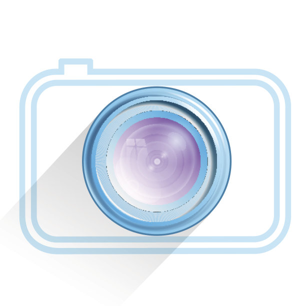 镜头，相机图标，蓝色。向量图片下载
