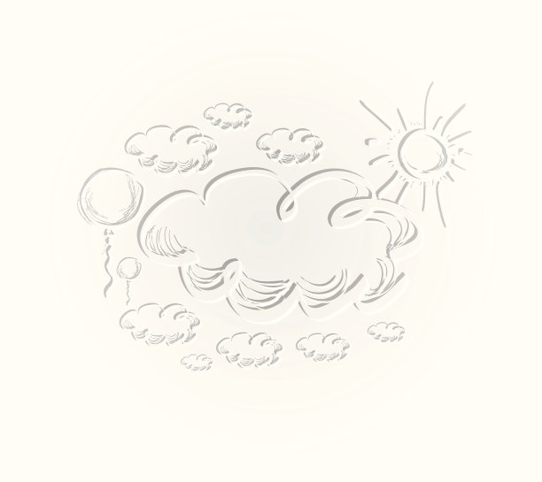 手绘天空与云彩和太阳。图片下载