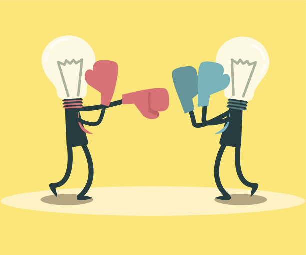 商业思想的人拳击和出拳。图片下载