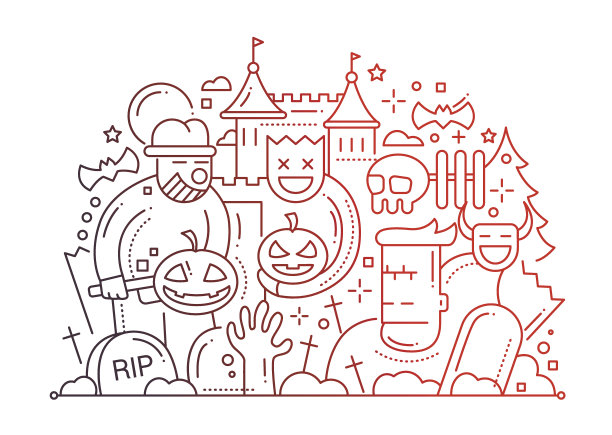 万圣节-线平卡设计图片下载