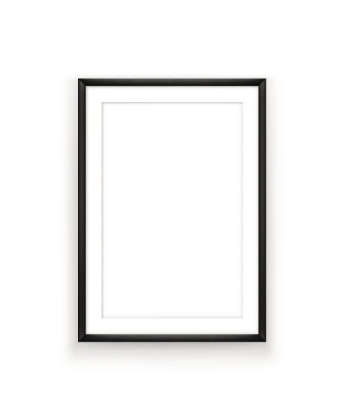 白墙衬黑框的白色海报图片下载