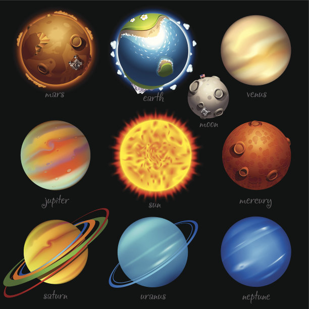 太阳系图标。的行星。图片下载