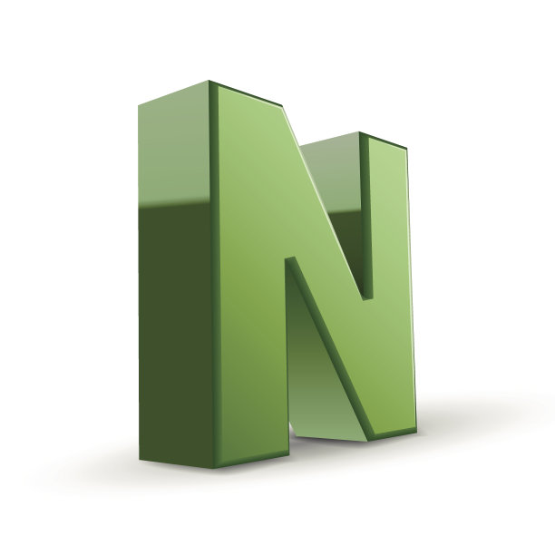 3d绿色字母N图片下载