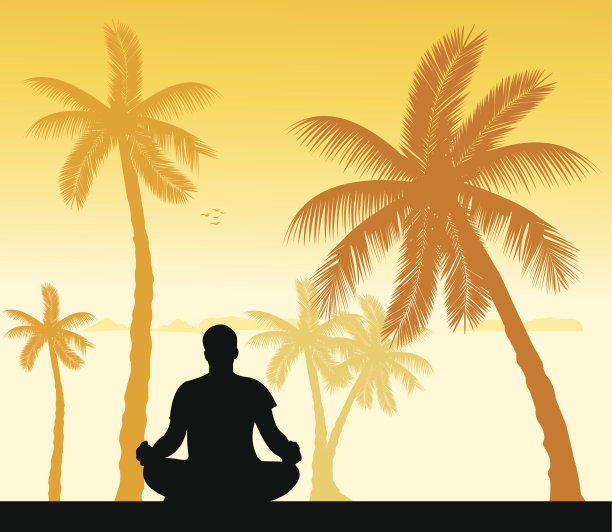 孤独的人在冥想，做瑜伽运动图片下载