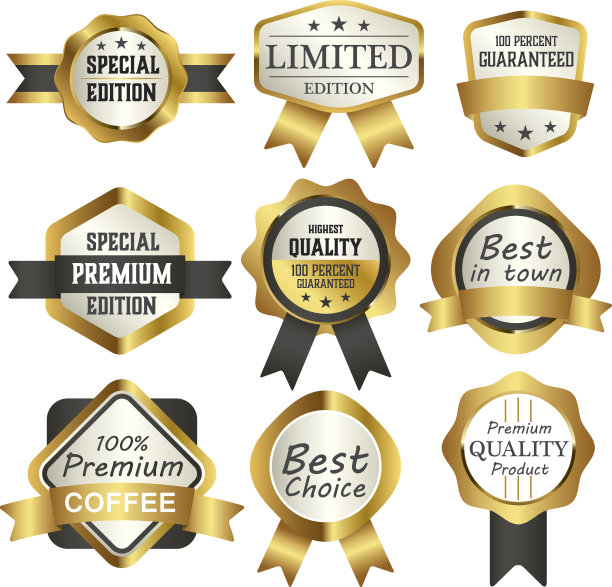 奢侈优质黄金标签收藏，矢量插图图片下载