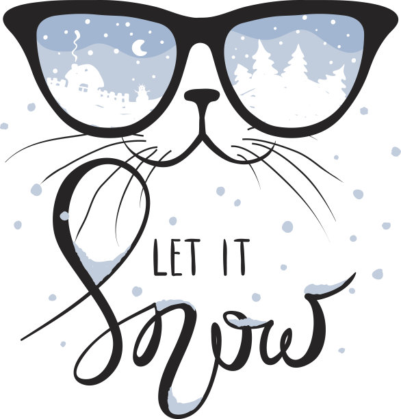 戴着镜子的猫，那是冬天的倒影图片下载