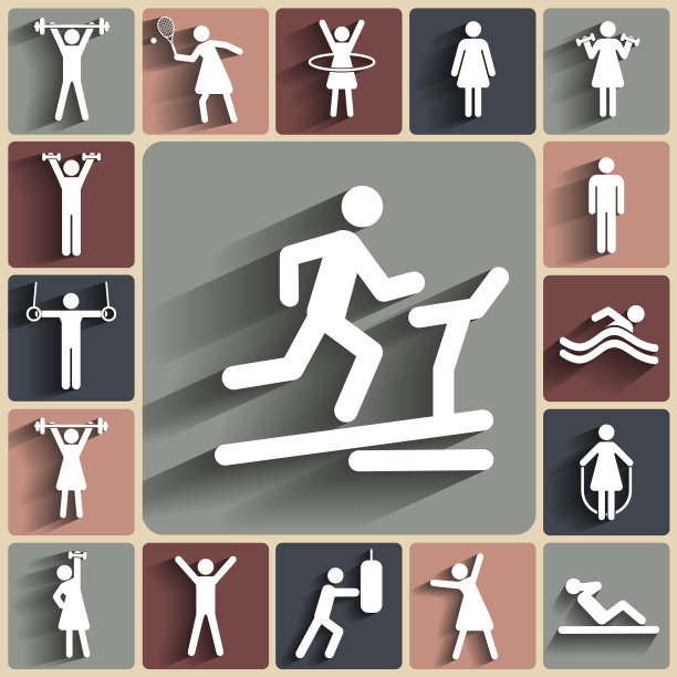 健身，运动矢量平面图标设置图片下载