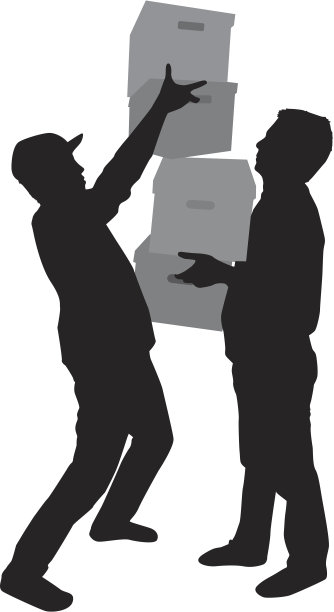 一个拿着箱子的男人的剪影图片下载