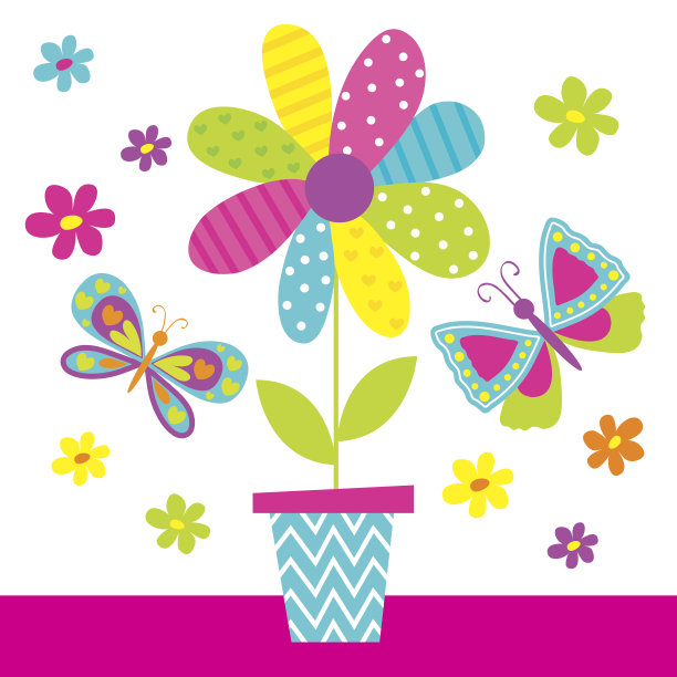 蝴蝶与花盆图片下载