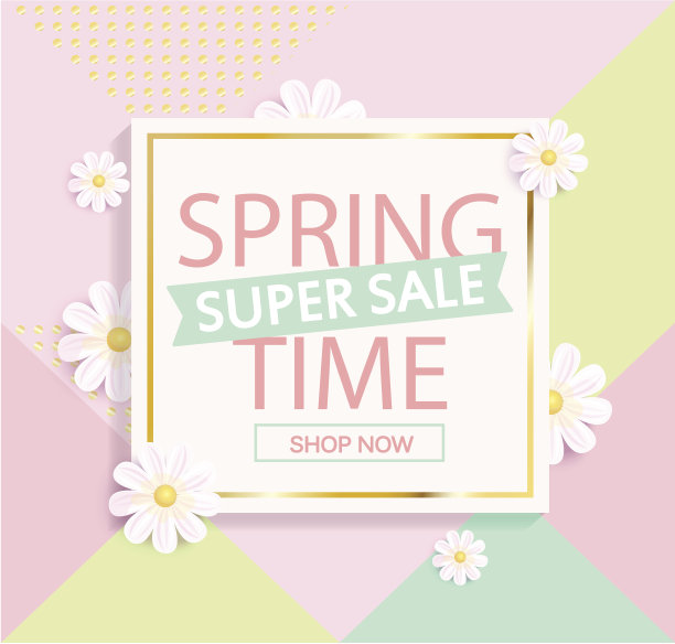 春季销售几何背景。素材图片