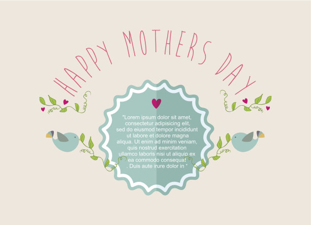 复古母亲节快乐贺卡图片下载