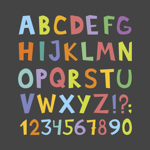 大、小彩色字母的ABC，矢量数字插图。图片下载