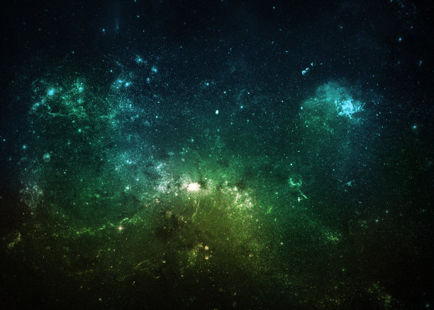 美国宇航局拍摄的太空中蓝色和绿色的星域图像图片下载