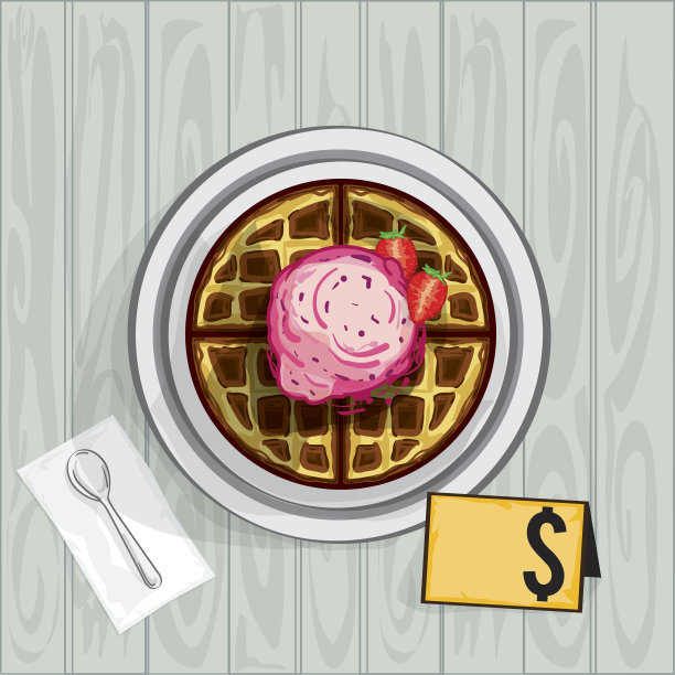 食物，物体，华夫饼，冰淇淋图片下载