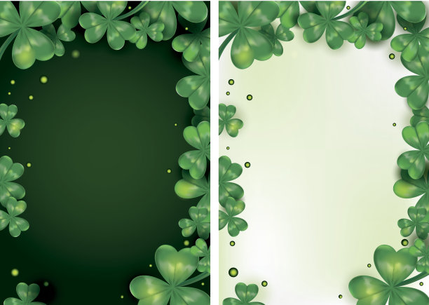 矢量三叶草叶子在绿色和光的背景。图片下载