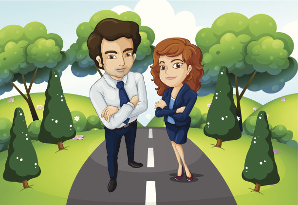 一男一女站在路中间图片下载