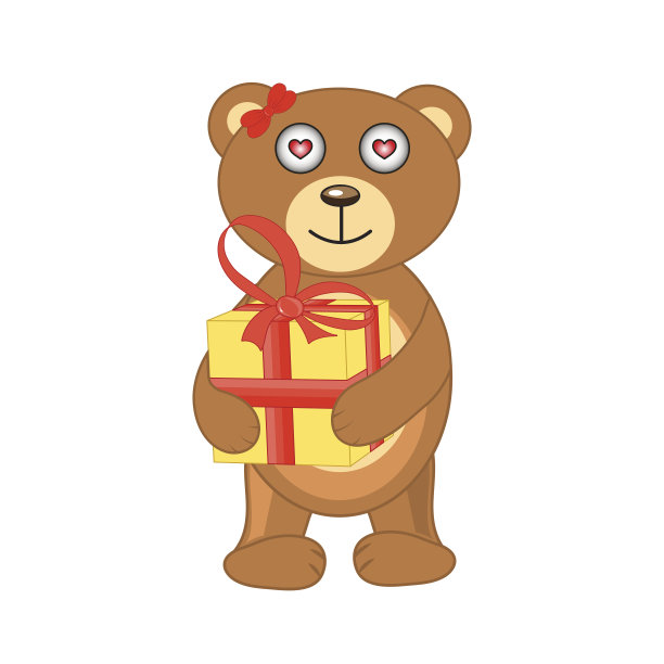 白底上拿着礼物的小熊图片下载