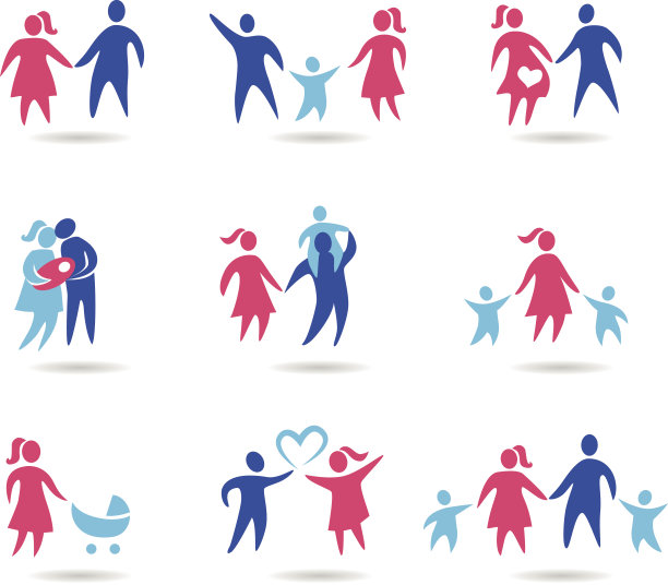 不同种类的红色和蓝色家庭图标图片下载