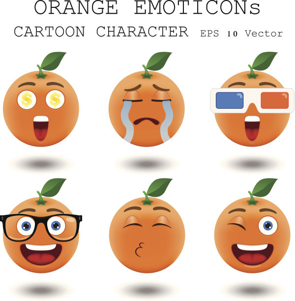 橙色表情卡通人物eps 10向量图片下载