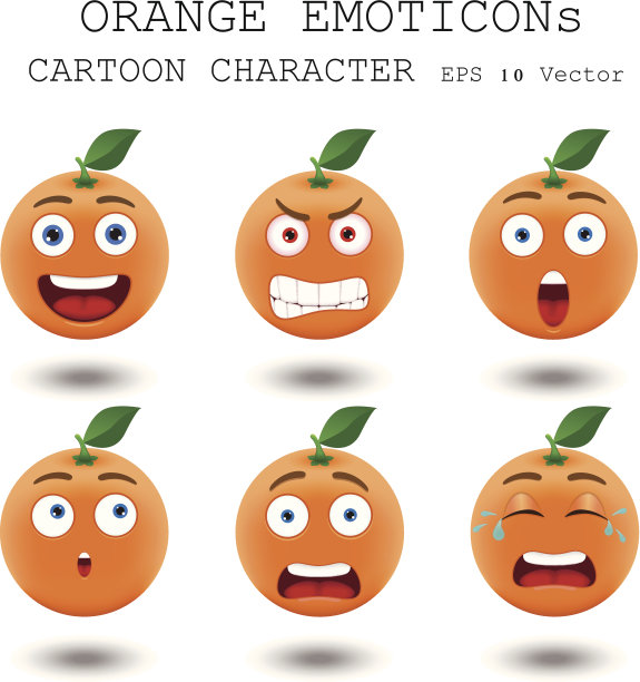 橙色表情卡通人物eps 10向量图片下载