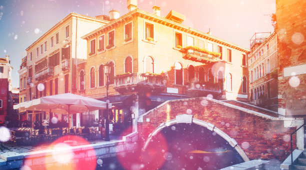 大运河和建筑-桥梁。意大利。威尼斯。照片格力图片下载