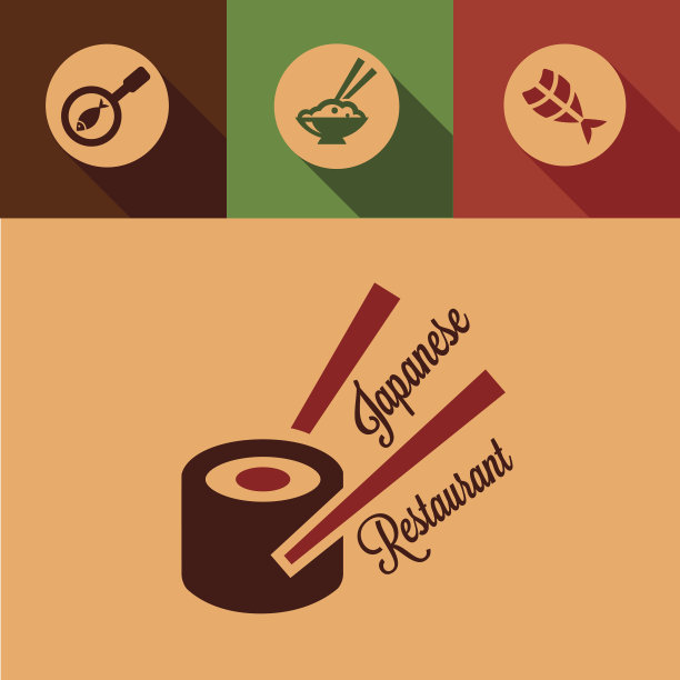 扁平日式餐厅的标志图片下载