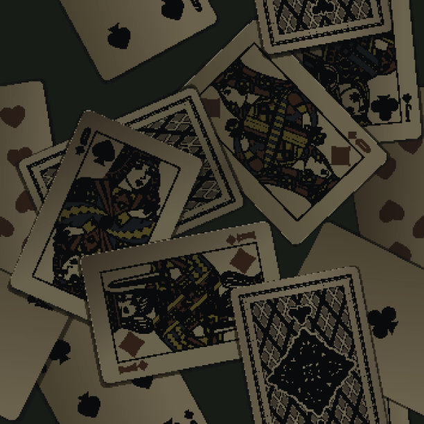 黑暗复古扑克牌无缝图案背景。图片下载