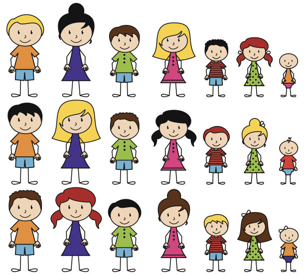 一群不同的矢量棍人图片下载