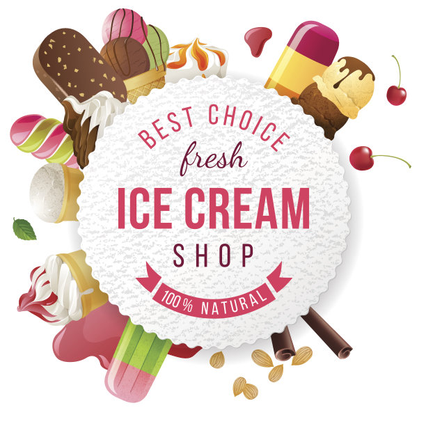 冰淇淋店的标签与类型设计图片下载