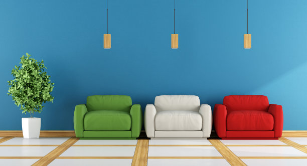 色彩鲜艳的现代客厅图片下载