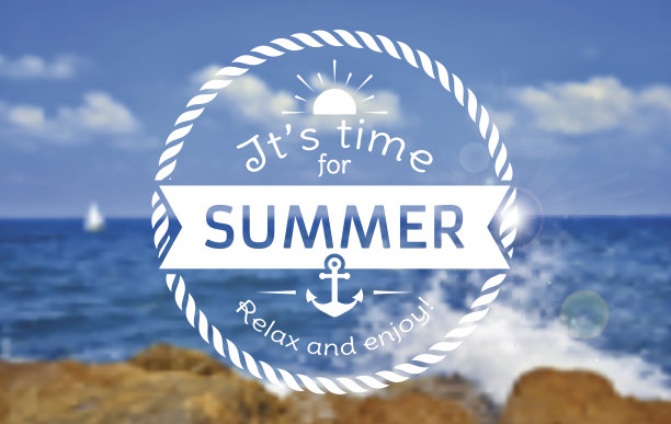 夏天的名片。向量模糊背景。图片下载