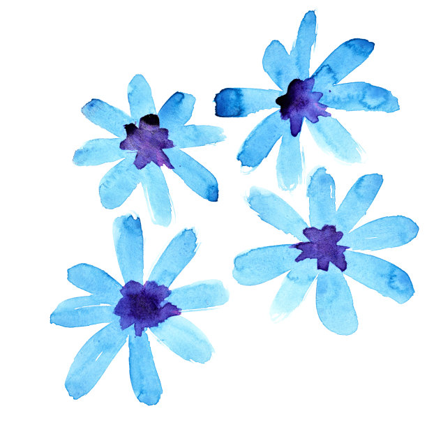 蓝色水彩花图片下载