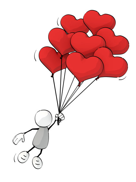 一个带着一堆心形气球的小不点图片下载