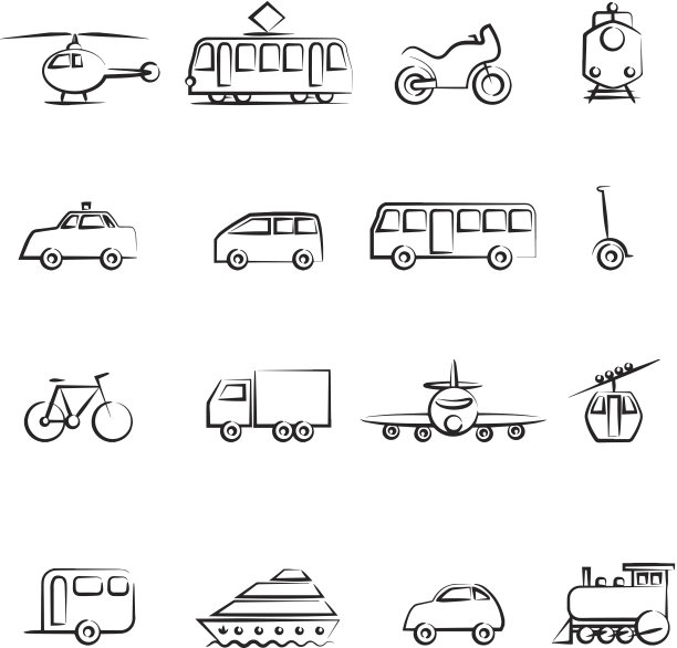 交通运输轮廓图标图片下载