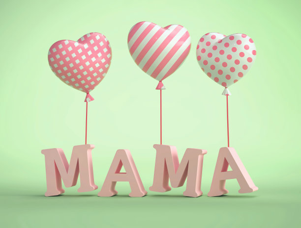 3D Mama Text心形气球图片下载