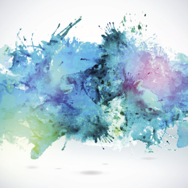 天蓝色中心装饰水彩背景素材图片