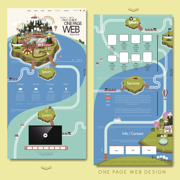 可爱的一页网站设计模板图片下载