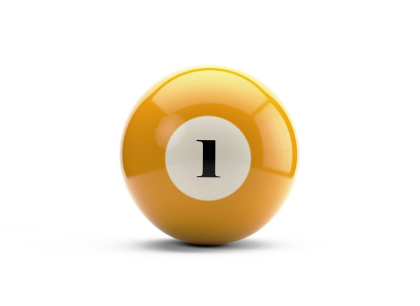黄色台球与孤立的白色背景图片下载
