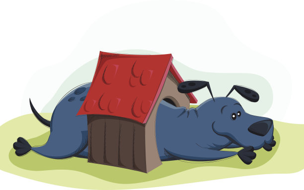 卡通大狗在小房子图片下载