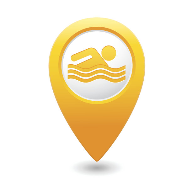 地图指针与游泳图标图片下载