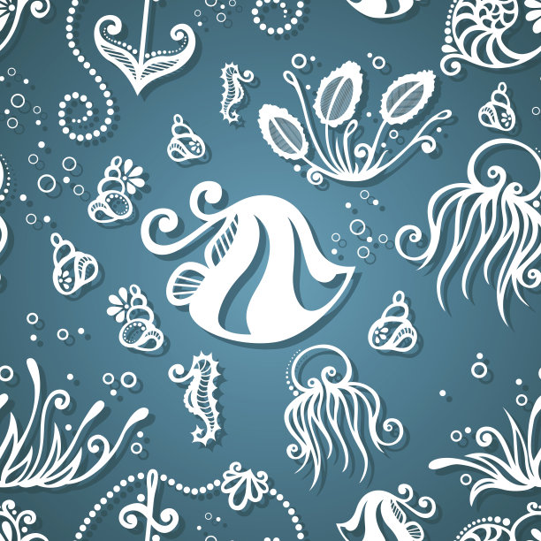 矢量华丽的海无缝模式图片下载