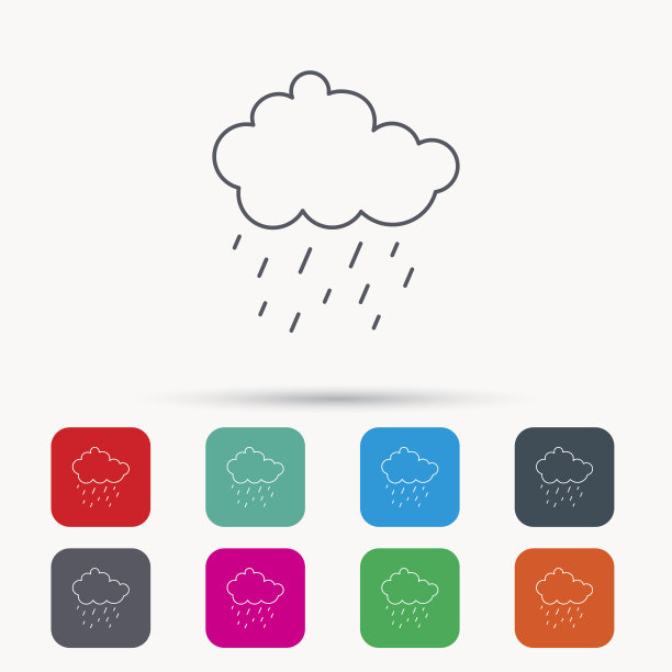 雨图标。水滴和云的标志。图片下载