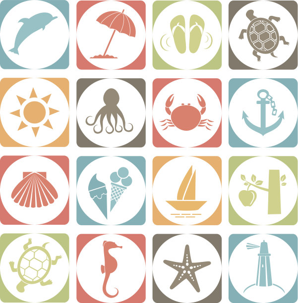 夏天图标。向量。图片下载