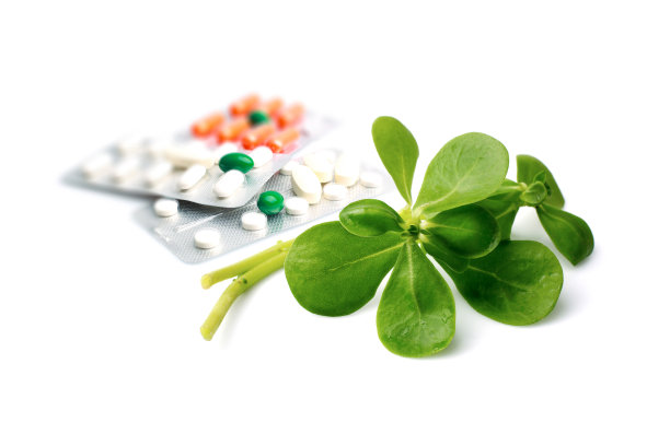 不同的药片和马齿苋图片下载