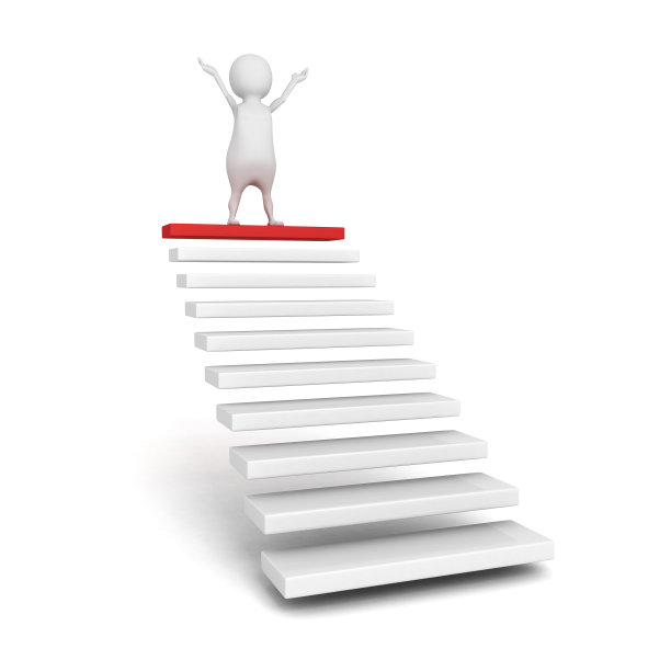 成功3d人在楼梯或楼梯梯的顶端图片下载