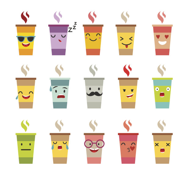 杯咖啡/茶向量集。图片下载